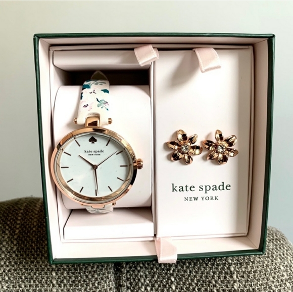 NWT Kate Spade rosegold tone watch earring set - Picture 3 of 6